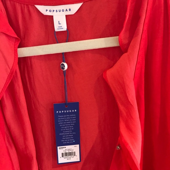Popsugar coral wrap blouse with ruffles - Picture 2 of 3